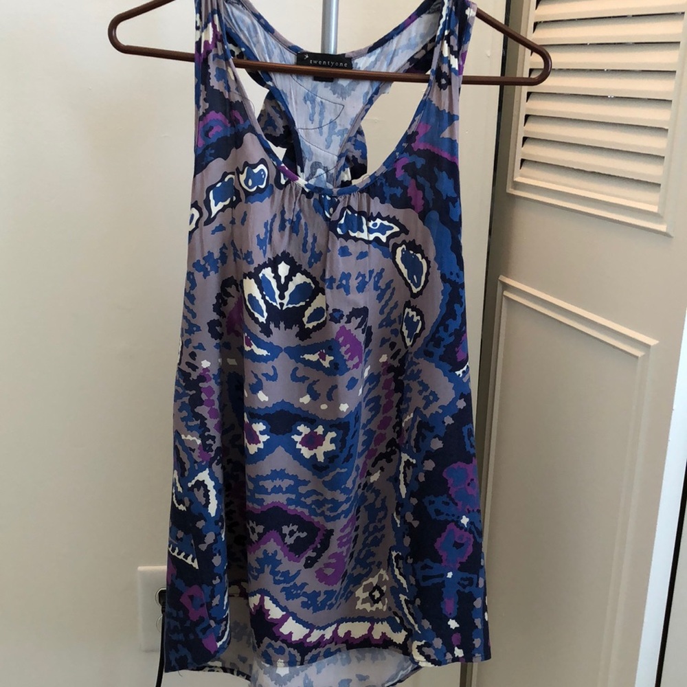 Multicolored razor back tank top